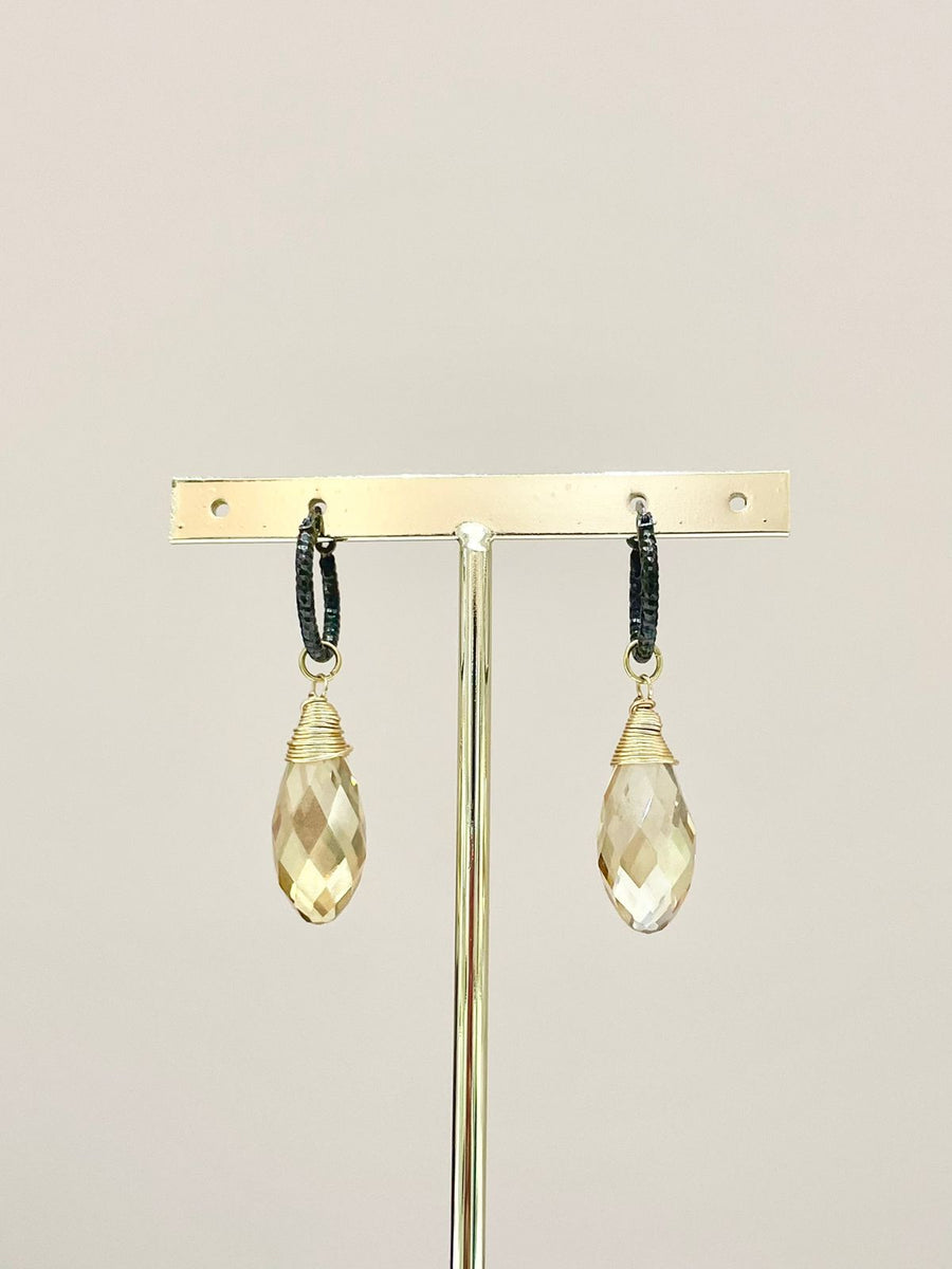 ARETES GOTA CRISTAL AMBAR