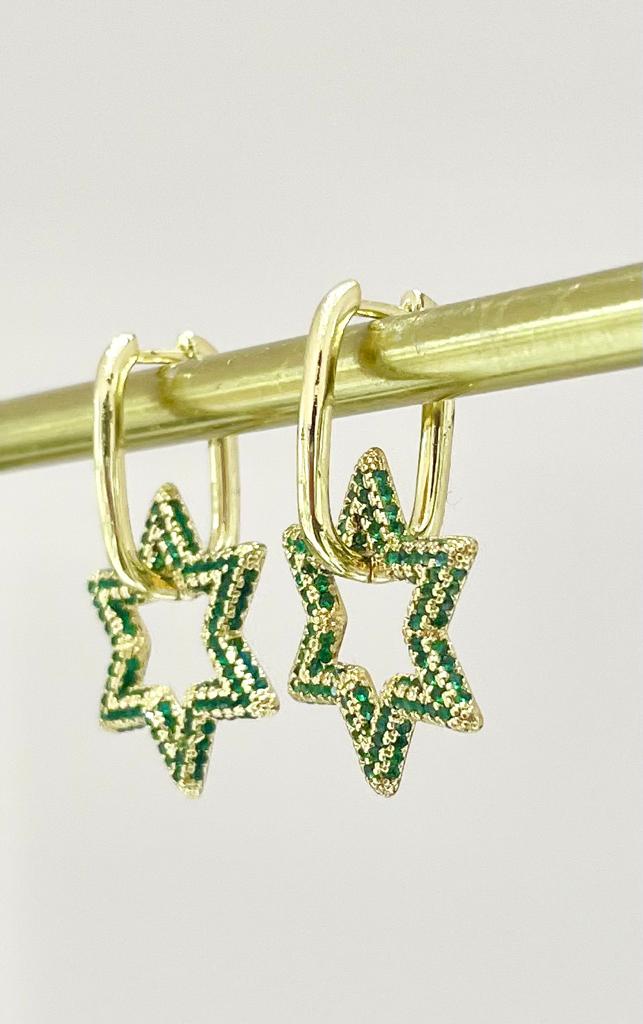 ARETES ESTRELLA VERDE