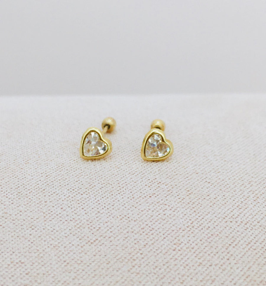 ARETES CORAZON ZIRCONIAS ORO 10 K