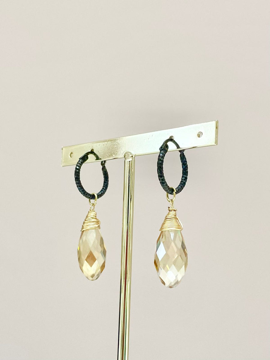 ARETES GOTA CRISTAL AMBAR