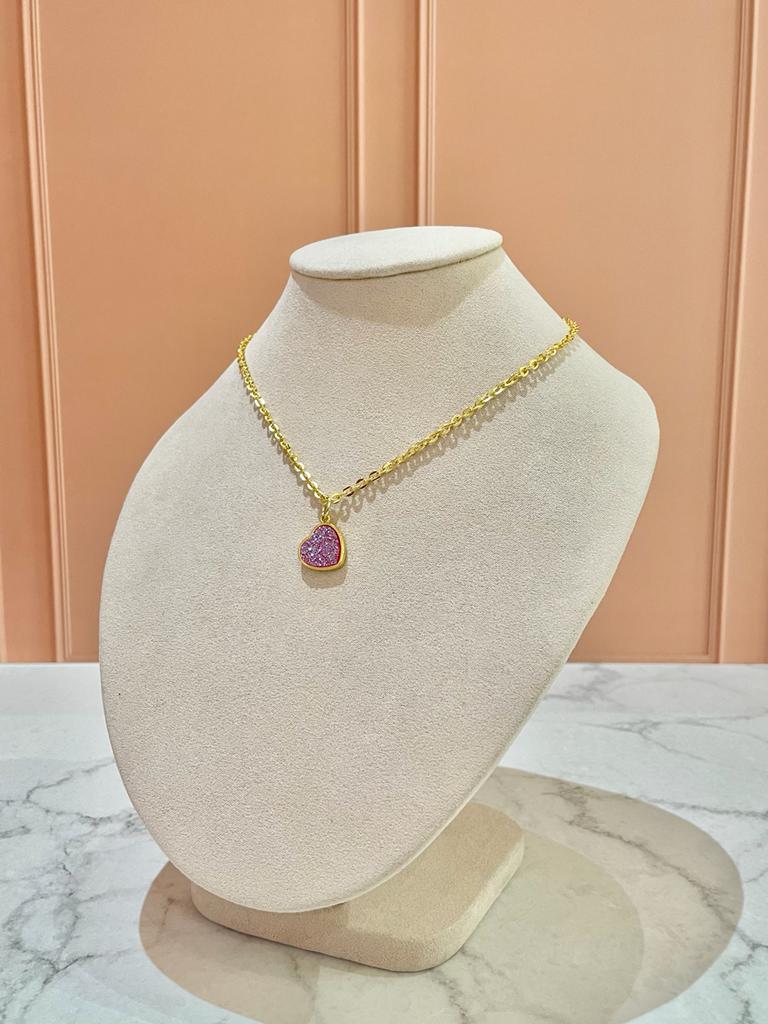 COLLAR CORAZÓN DRUZY ROSA