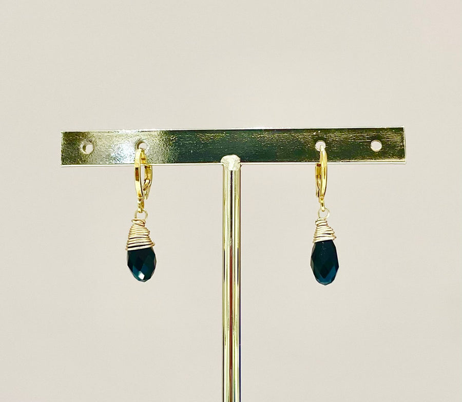 ARETES GOTA CRISTAL NEGRO