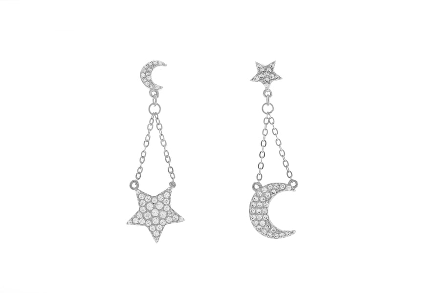 ARETES STAR & MOON CHAINS PLATA