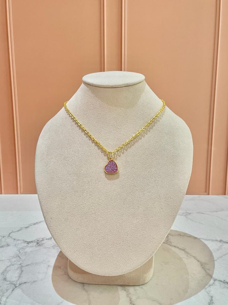 COLLAR CORAZÓN DRUZY ROSA