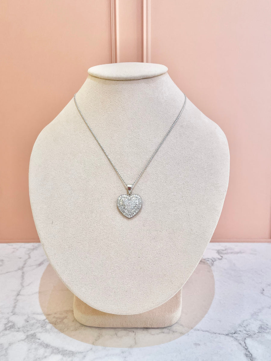 COLLAR CORAZON PLATA CRISTALES