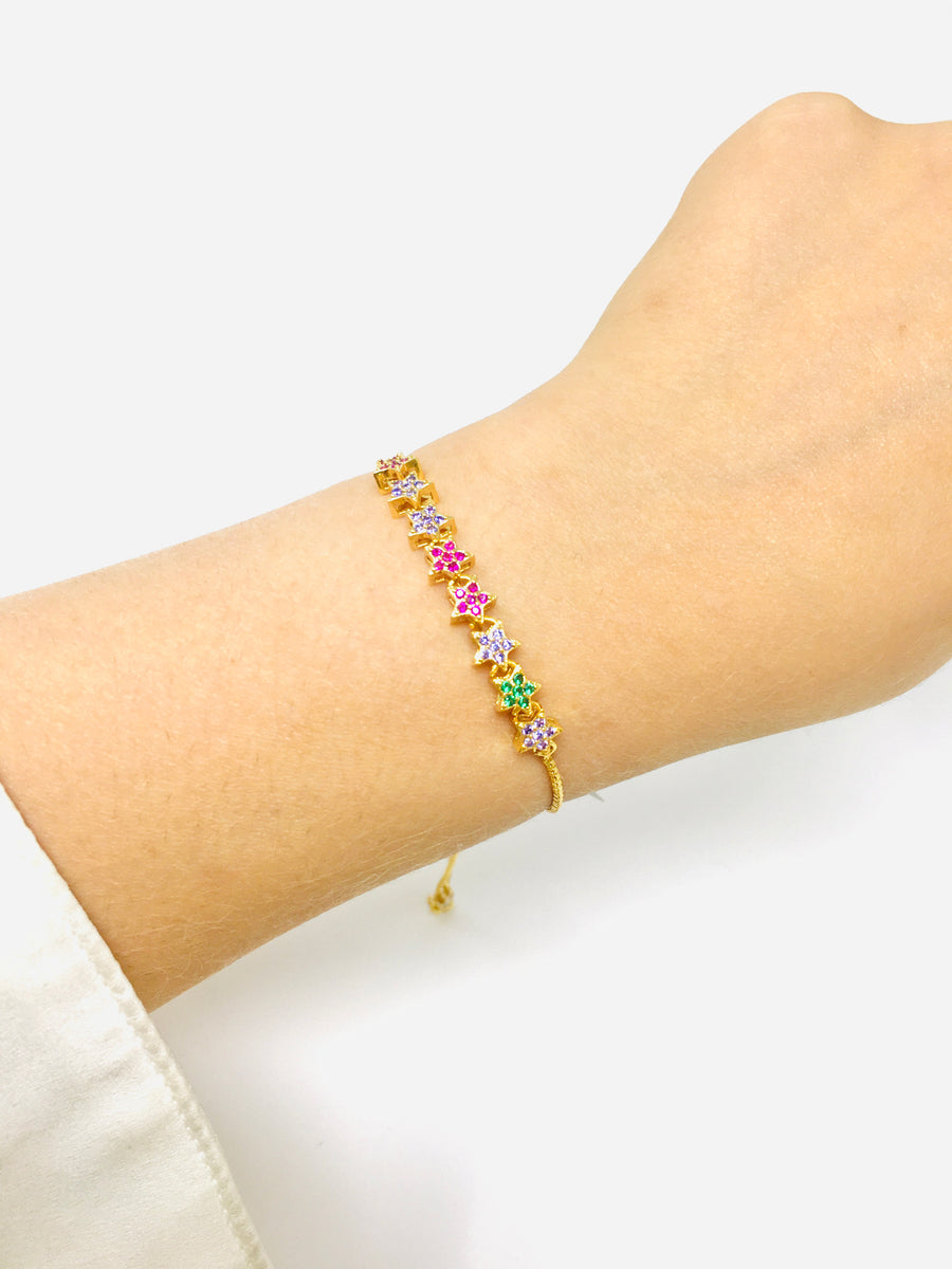 PULSERA ESTRELLAS ZIRCONIAS COLORES