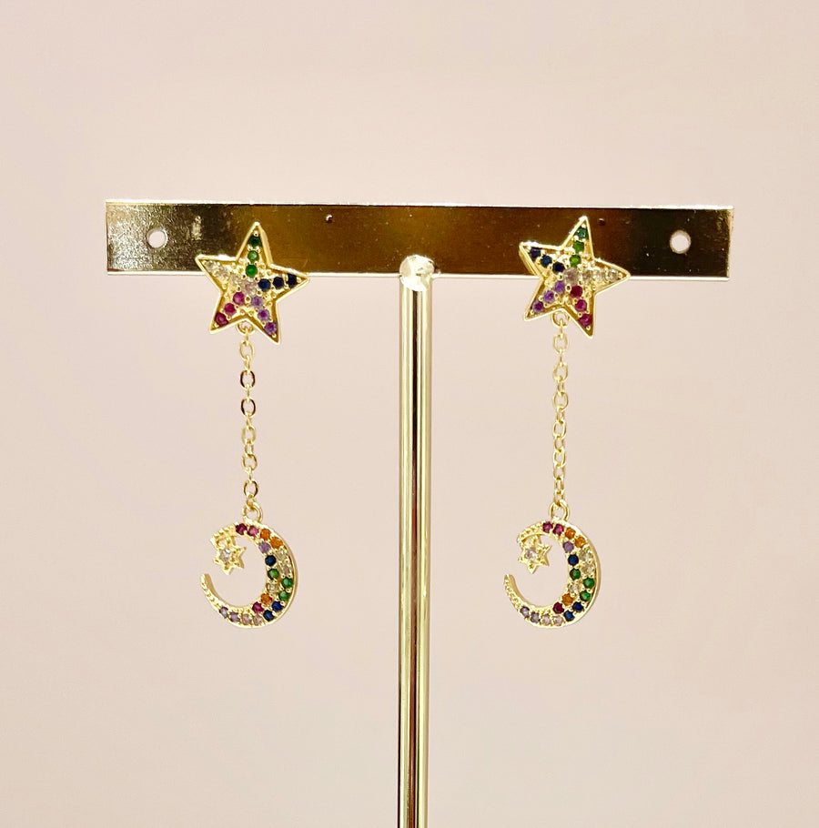 ARETES ESTRELLA Y LUNA RAINBOW